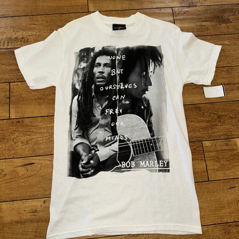 Zion Rootwear Bob Marley T-Shirt White Small 18x28 Band Tee
